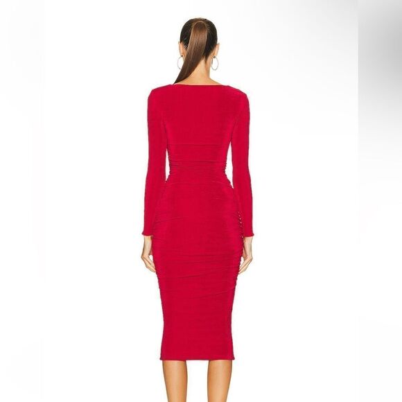 SER.O.YA Eden dress red cut out bodycon slinky midi Retrofete Revolve XXS - Picture 4 of 10